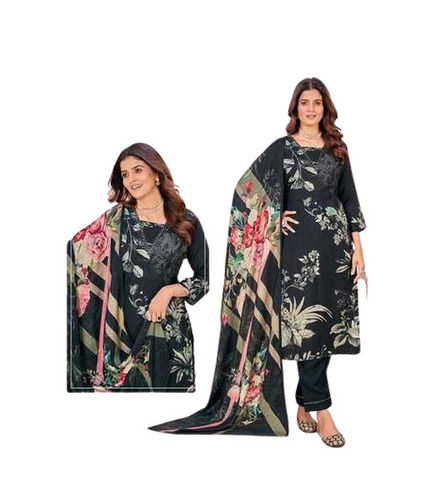 Party Wear Regular Fit Breathable 3/4th Sleeve Printed Pant Suits with Dupatta