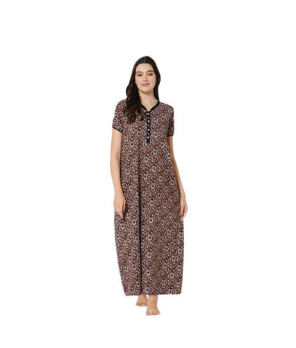 Breathable Regular Fit Skin-Friendly Readymade Half Sleeves Printed Ladies Nightwear Nighty