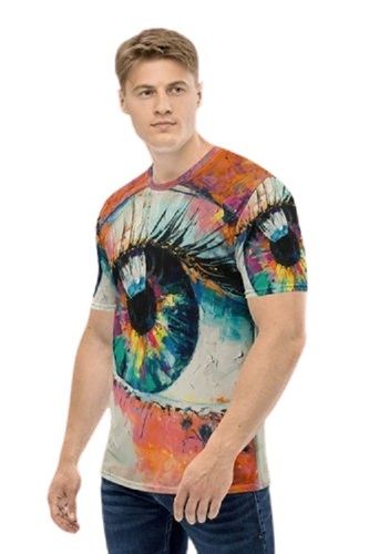 Mens All Over Printed Half Sleeve T-Shirt - Fabric Type: Cotton