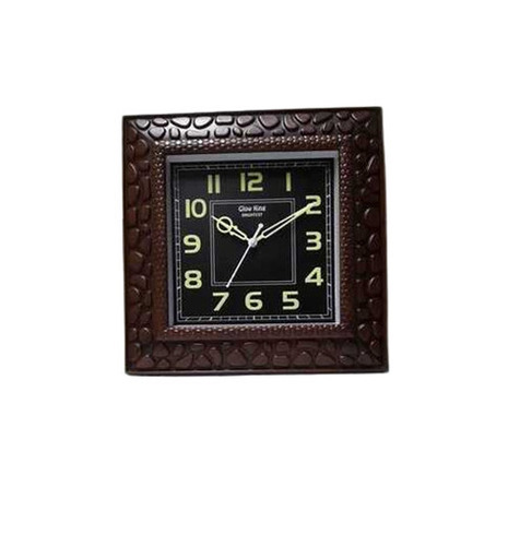 Analog Decorative Wall Clock - Lightweight Plastic & Glass Material, Standard Size, Black & Brown Color, Scratch and Crack Resistant | Easy to Install, Battery-Powered