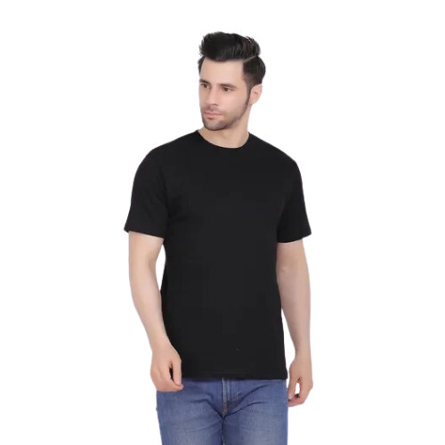 Plain Cotton T-Shirt - 100% Bio-washed Cotton Light Weight 160 GSM Flexible Ribbed Crew Neck Short Sleeves No Pilling & No Fading All Time Comfort for Men