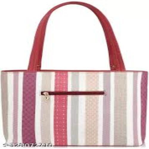 Leather Multicolor Handbag - Color: Pink