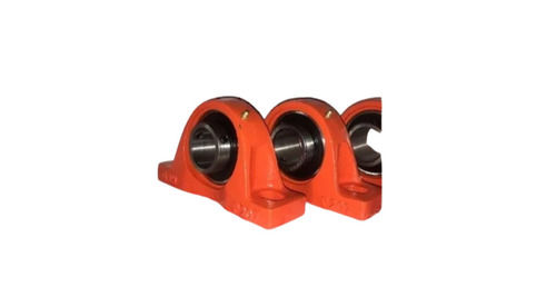 UCP Pillow Block Bearing - Precision Engineered Round and Oval Design, Red Metal, Shear Strength - Industrial Grade, Grease Lubrication, Fine Finish