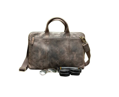 Executive Leather Laptop Bag - Standard Size, Brown Color | Attractive Design, Durable and Comfortable, Zipper Closure, Unisex, Polished Finish, Warranty Included