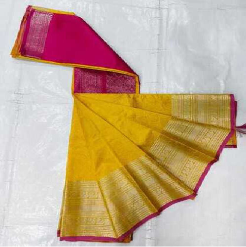 Greenleaf Semisilk Handloom Saree 6 - Color: Yellow