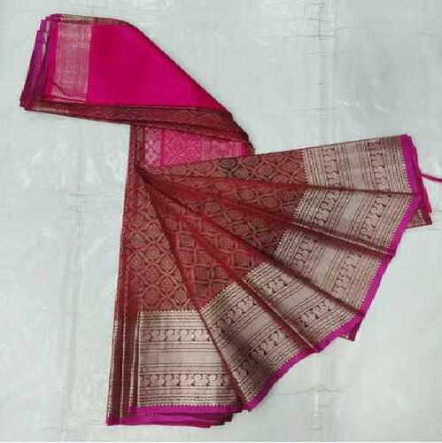 Greenleaf Semisilk Handloom Saree 7 - Color: Red