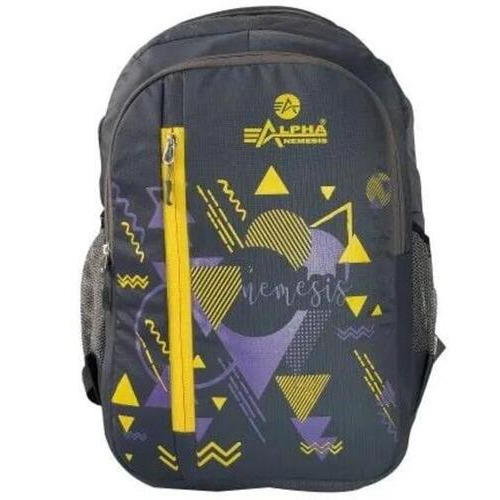 School Bag - Polyester, Standard Size, Grey | Light Weight, Durable, Moisture Proof, Unisex Design, Washable, Attractive Finish