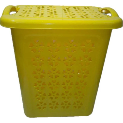 Yellow Color Linen Laundry Basket - Material: Plastic