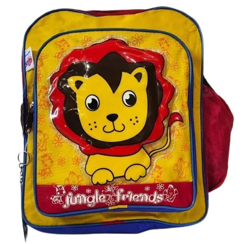 Kids Waterproof Polyester Yellow Backpack - 15 Inch Printed Design | Moisture Proof, Zipper Top Sealing