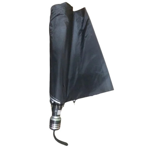 Polyester Garden Umbrella - 15 Inch Foldable Black Canopy | Metal Handle for Rain Protection
