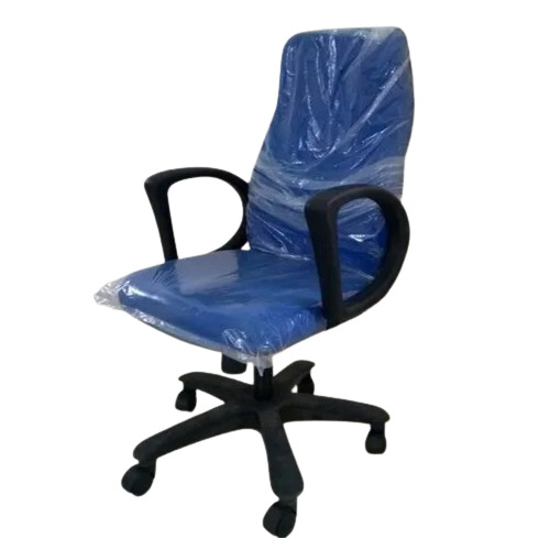 Blue Office Chair - Polyester Material, High Back, 20-21 Inches Adjustable Height , Fixed Arms, Indoor Modern Design, Easy to Clean