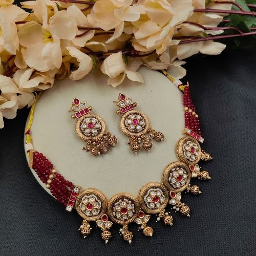 Traditional Elegance Polki Necklace Set