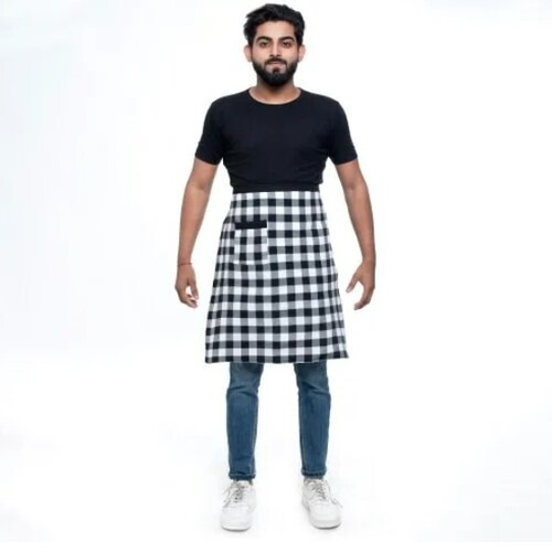 White Checkered Waist Apron - Color: Multi Color