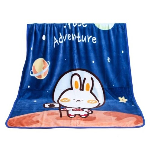 Baby AC Blanket - Flannel Material, 100x140 cm Size, Blue Printed Pattern | Suitable for Babies and Children, Hand Washable, Unisex Design
