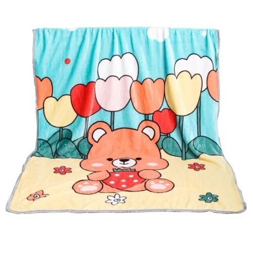 Flannel Kids Blanket - 100x140 cm, Teddy Printed Pattern for Ages 8 and Up, Unisex Design