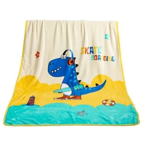 Printed Kids AC Blanket - Flannel, 100x140 cm, Multi-Color Cartoon Print, Rectangular Shape, Unisex, Suitable for Home Use
