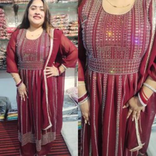 Red Georgette Kurta  - Feature: Dry Cleaning