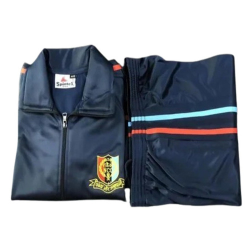 Blue School Tracksuit Set - Polyester Large Size Full Sleeves | Unisex Breathable Anti-Wrinkle Machine Washable Standard Collar