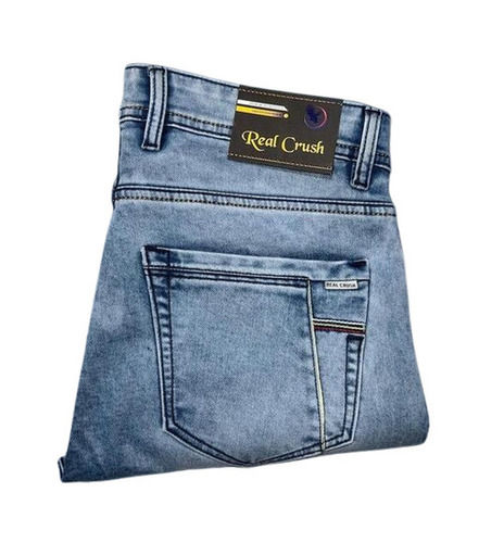 Blue Denim Jeans - Regular Fit, Wide Leg, Zipper Fly | Stretchable, Anti-Wrinkle, Quick Dry, Breathable, Machine Washable