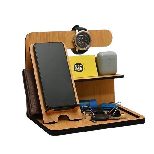 Desk Organizer - Wooden, Square Shape | Multiple Compartments, Clutter Reduction, Stylish Design, Durable Material, Light Weight