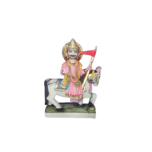 Marble Baba Ramdev Statue - 1.5 Feet, Multi Color , Handmade with Fine Finishing and Dust Resistance