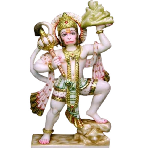 Marble Veer Hanuman Statue - New, Standard Size, Multi Color, Polished Finish, Handmade , Perfect Shape, Fine Finishing, Dust Resistant