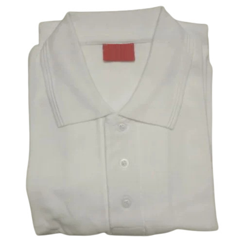 Mens White Plain T-Shirt - Fabric Type: Cotton