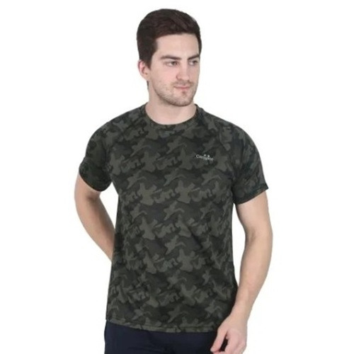 Multi Color Printed Dry Fit T-Shirts - Polyester Fabric Half Sleeve O-Neck Style Casual Wear for Men