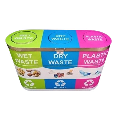 SS Trio Dustbin - Spacious Design, Crack Resistant Material | Easy to Clean, Available in Various Sizes and Colors