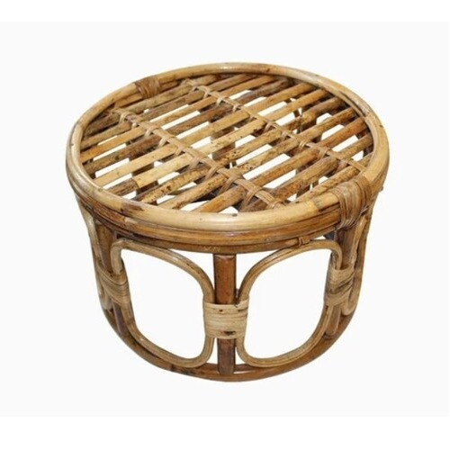 Bamboo Cane Rattan Stool - 11" Round , Antique Style for Indoor & Outdoor Use - Customized Cushioned Seating in Brown & Natural