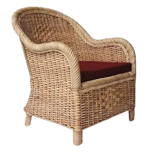 Bamboo Cane Rocking Chair - 62x20x35 Inch Brown Cushion, Armrest Included - Single Seater Comfort