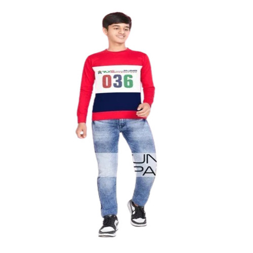 Boys Fancy Printed T Shirt - Color: Red