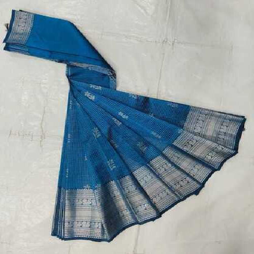 Greenleaf Zari Checks And Butas Saree 1 - Color: Blue