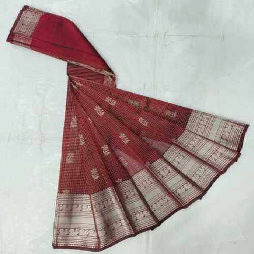 Greenleaf Zari Checks And Butas Saree 2 - Color: Red