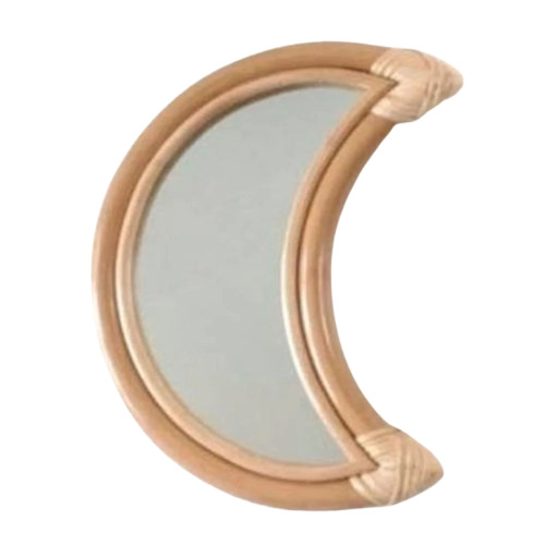 Half Moon Wicker Mirror - Color: Brown