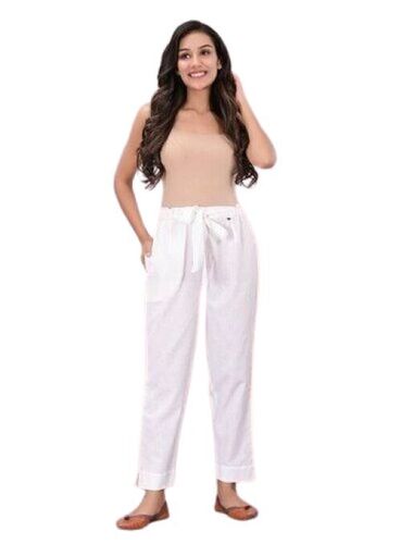 Ladies Cotton Trouser - Premium Quality Cotton, Ivory White | Relaxed Fit, Lightweight, Easy Care, Chic Design, Stretchable, Classic Cut, Anti-Pilling, Quick Dry, Waterproof, Breathable