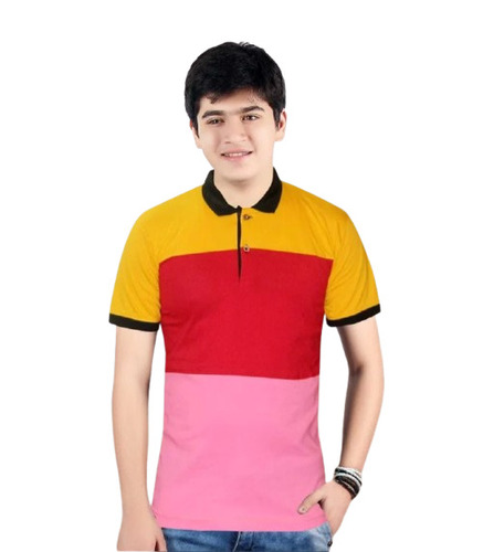 Boys Polo Neck T-Shirt - Cotton Fabric, Regular Fit, Multicolor, Half Sleeves, Casual Wear, Plain Pattern