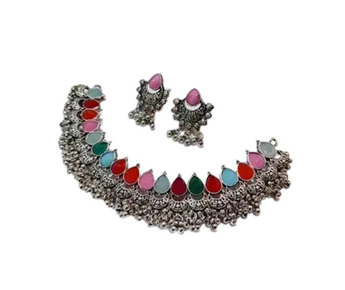 Necklace Set - Alloy, Standard Size, Multicolour | Corrosion Resistant, Skin-friendly, Lightweight, Breathable With Invisible Setting, Gift & Party Ready