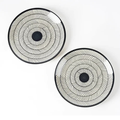Magnifique Dinner Plate - Ceramic 7 Inch Diameter 100 ml Capacity Round Shape | Multi Color Set of 2 for Home Use