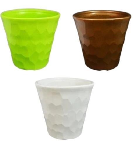 Designer Plastic Pot - Lightweight, Crack Resistant Material | Easy to Clean, Glossy Finish, Available in Various Colors for Planting