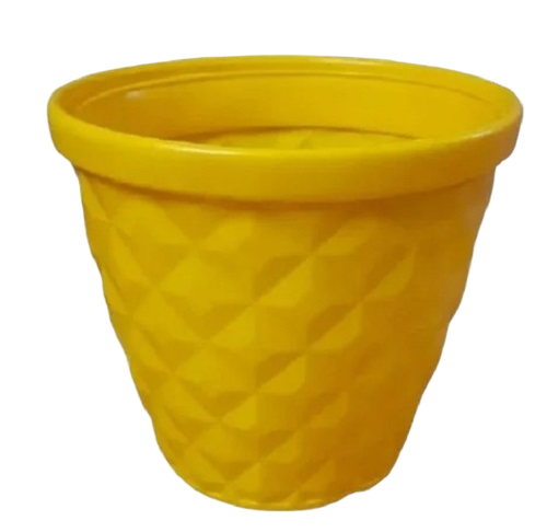 Yellow Garden Plastic Pot - Plastic Material, Various Colors Available | Crack Resistant, Tested Quality Parameters, Ideal for Planting