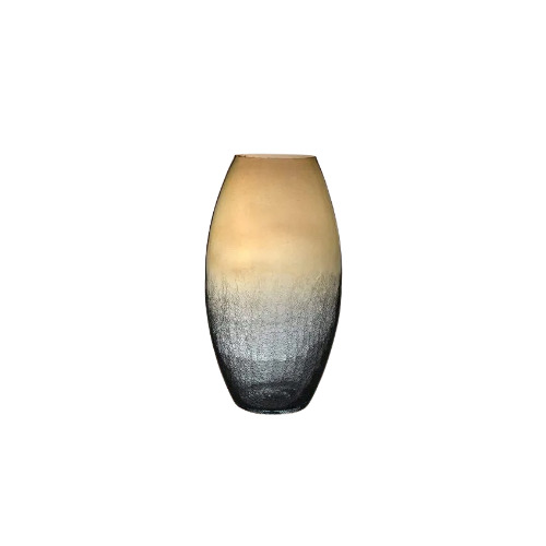 Barrel Shape Crackle Luster Flower Vase Amber Color With Crack - Height: 30  Centimeter (Cm)