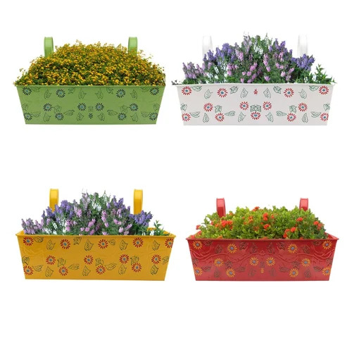 Rectangular Iron Hanging Planter - 18 Inch Length, 13.7 cm Height | Multi-Color, Paint Coated Finish, Ideal for Home Decor