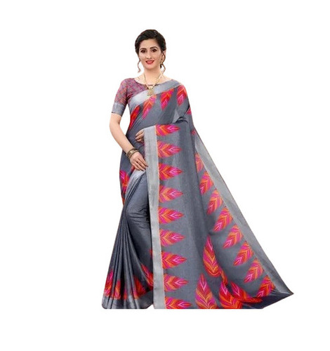 Party Wear Sarees - Art Silk, 5.5 Meter Length, Gray | Breathable, Quick Dry, Easy Washable, Skin-Friendly, Comfortable, Regular Fit