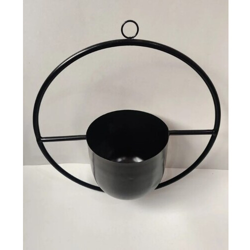 Black Round Planter - Finish: Polished