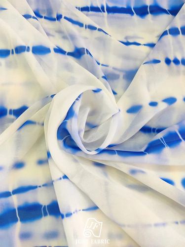 Blue Printed Cotton Fabric - Feature: Washable