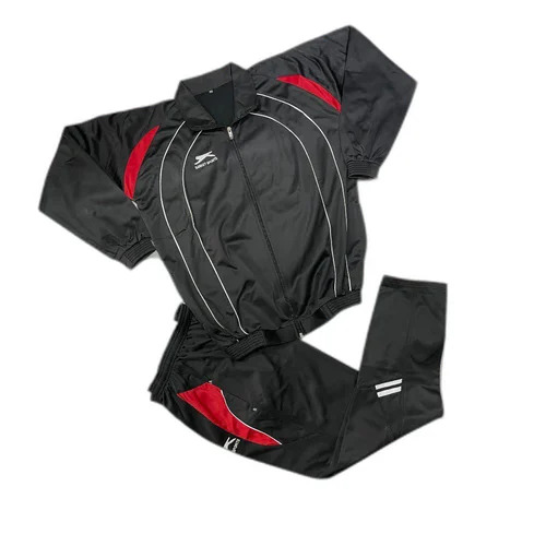 Polyester Track Suit - Full Sleeves, Size 36, Navy Blue and Red | Regular Fit, Sports Wear, Plain Design, Zipper Closure for Men