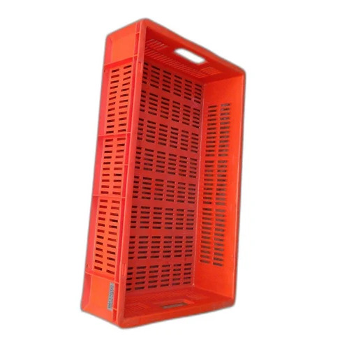 Rectangular Plastic Storage Crate - Color: Red
