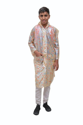 Beige PVC Raincoat - Full Sleeves, Waterproof Design | Adult Size M, Men's Rain Gear