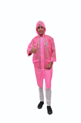 Printed Button Raincoat - Color: Pink